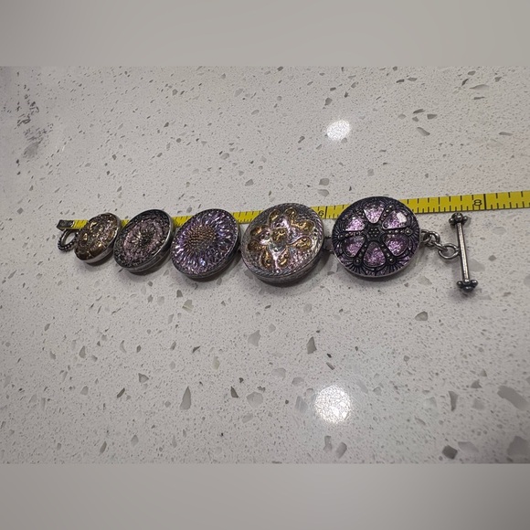 Stunning Vintage German Sterling Silver and Glass Button Bracelet - Picture 10 of 10